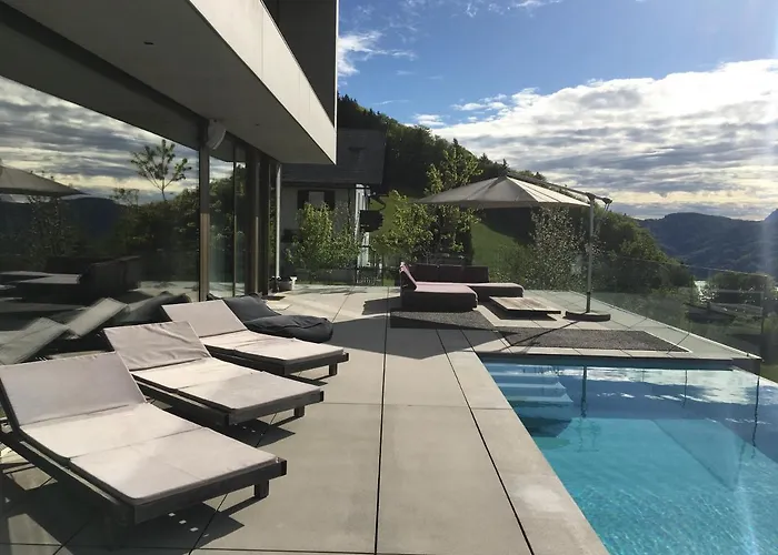 Attersee Luxury Design Villa With Dream Views, Large Pool And Sauna
