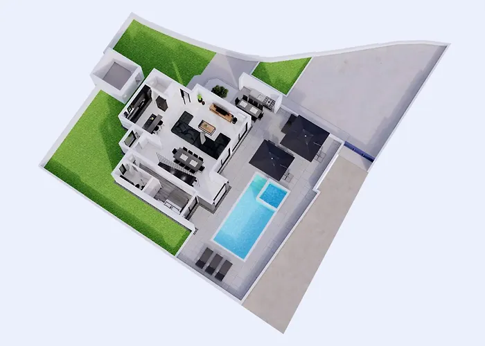 Modern Sea View Villa, Private Pool, Whirlpool, Calm & Beach Near