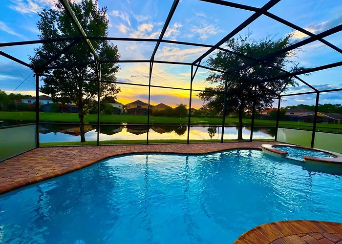 Lux Waterfront Disney Vacation Home With Private Pool, Spa, Soft Serve Ice Cream Maker, Game Room, Ensuites, & More! Sleeps 24!